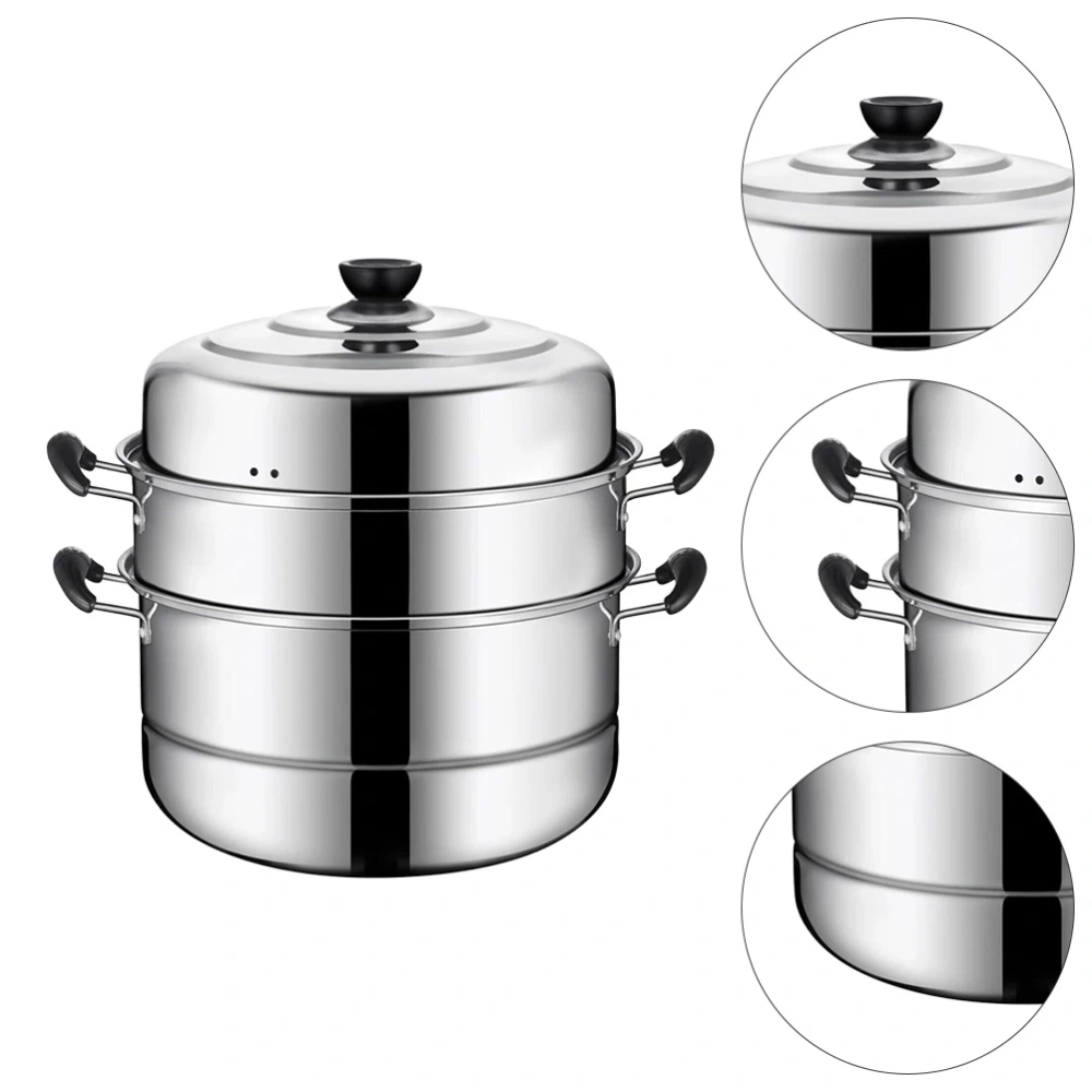 1pc Stainless Steel Three Layers Steamer Pot Stockpot Steaming Pot for Home Use