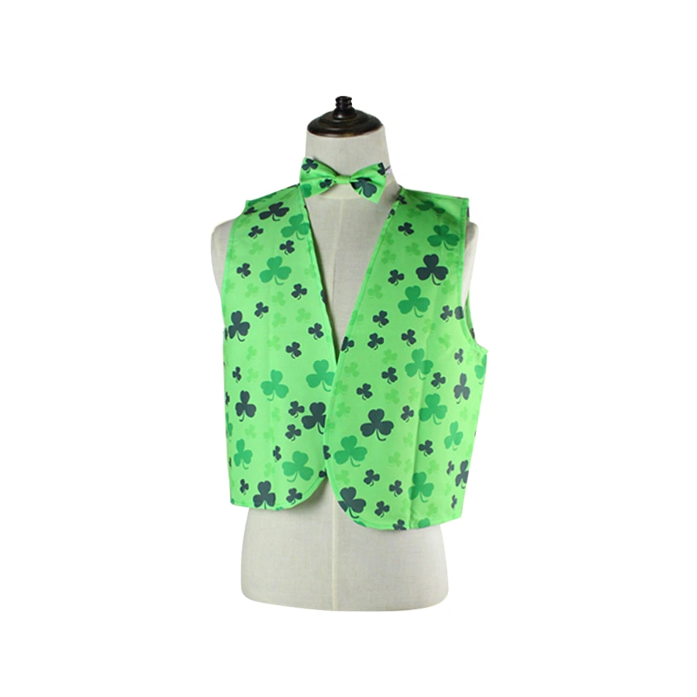 St. Patrick's Day Costume Set Shamrock Vest and Bow Tie Parade Party Accessory - Size XXL