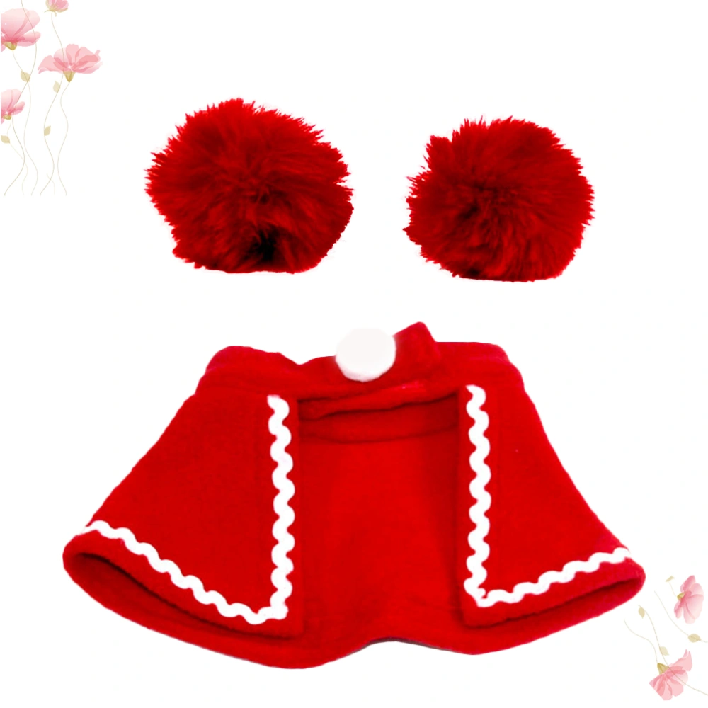 2pcs Christmas Pet Clothes Dog Cape Hat Scarf Funny Pet Costume Pet Clothes for Dog Puppy Size S(Red)