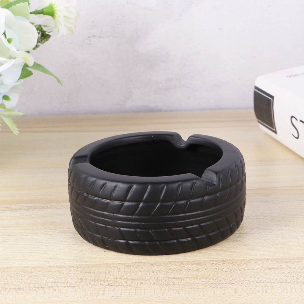 1PC Ceramic Ashtray Tyre Design Ashtray Cigarette Ash Holder Tea Table Ashtray Creative Tobacco Jar without Cover for Home Office