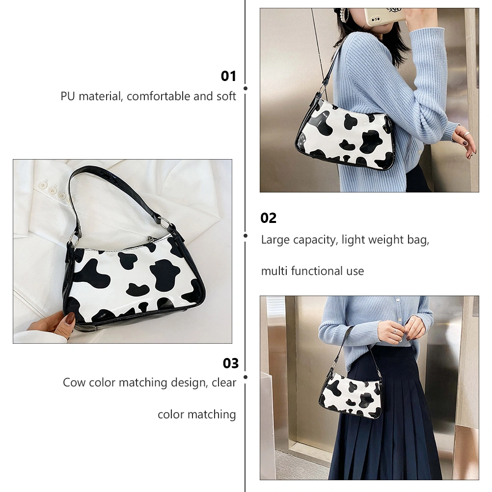 Cow Printing Underarm Bag Fashion Shoulder Bag Adorable Armpit Bag PU Handbag