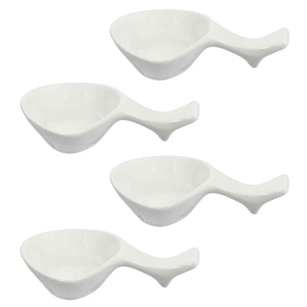 4pcs Ceramic Two-in-One Saucer Bowls Chopsticks Rests Kitchen Gadget (White)