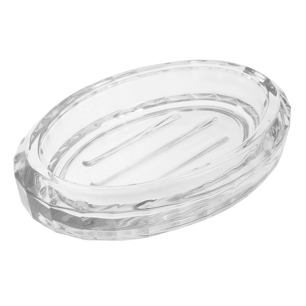 1pcs Practical Creative Oval Soap Dishes Bathroom Glass Soap Holder (Transparent)