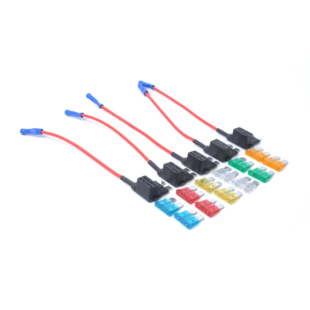 5 PCS 32V Medium Sized Car Fuse Holder Low Profile In-line Fuse Holder with 5A/10A/15A/20A/25A/30A Fuses (Black)