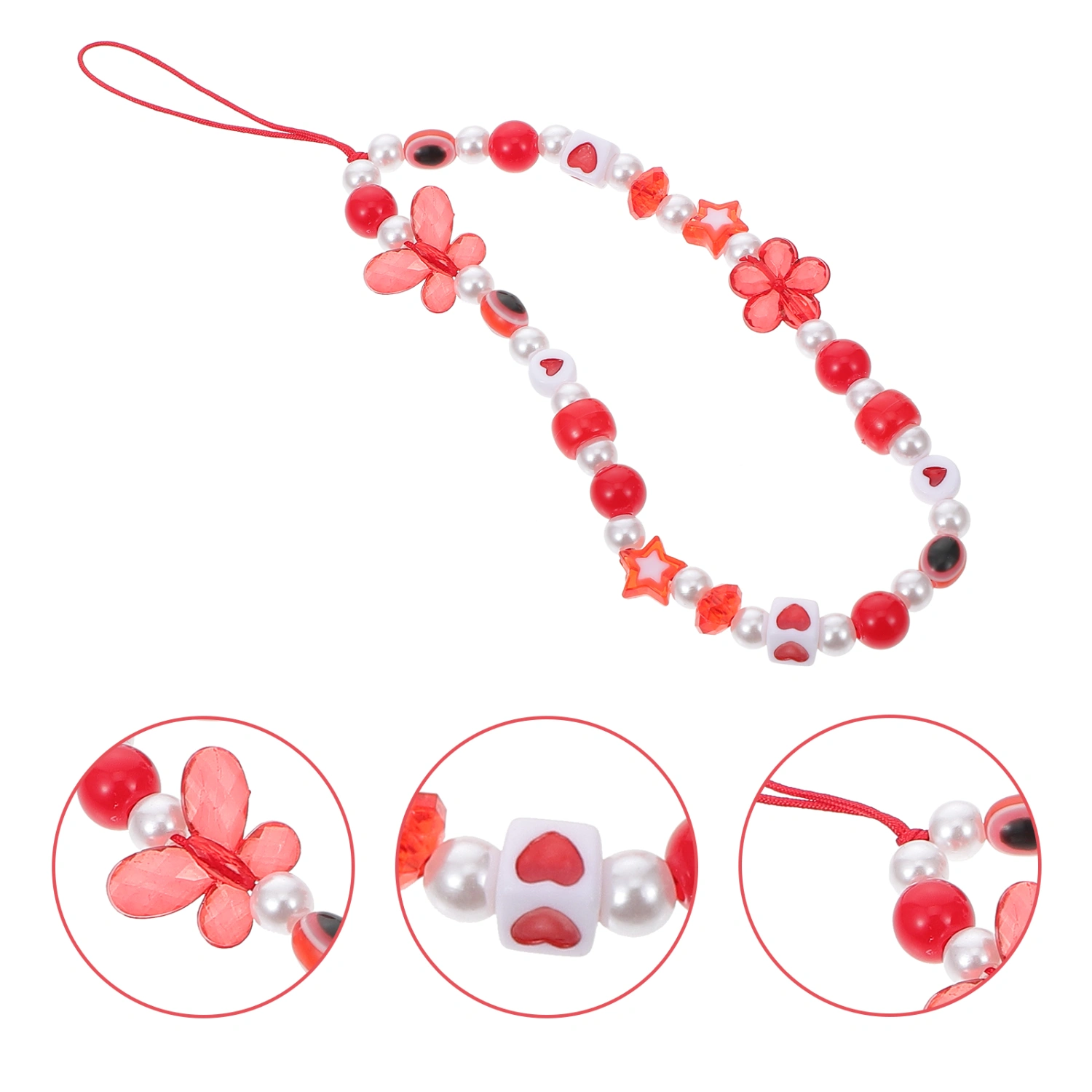 Acrylic Beaded Phone Lanyard Phone Hanging Charm Anti-lost Camera Chain