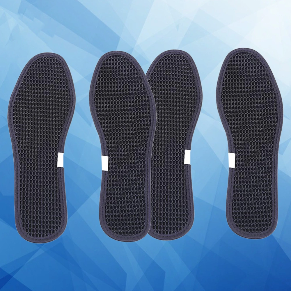 2 Pairs of Deodorant Shoe Pads Bamboo Charcoal Insoles Sports Shoes Cushion Foot Care Insoles Size 38 Black