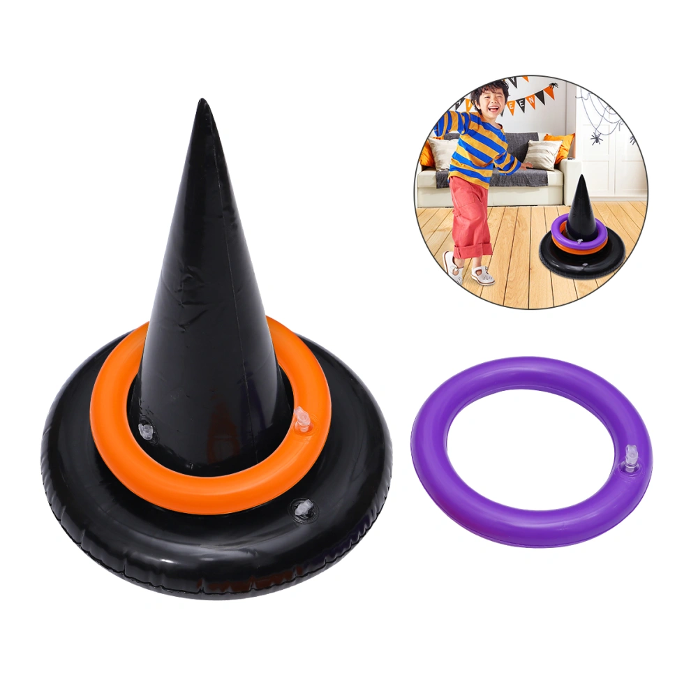 1 Set Ring Toss Game Toy Inflatable Hat and Ring Toys Halloween Props for Kids Children Toddler (1pc Hat + 4pcs Ring)