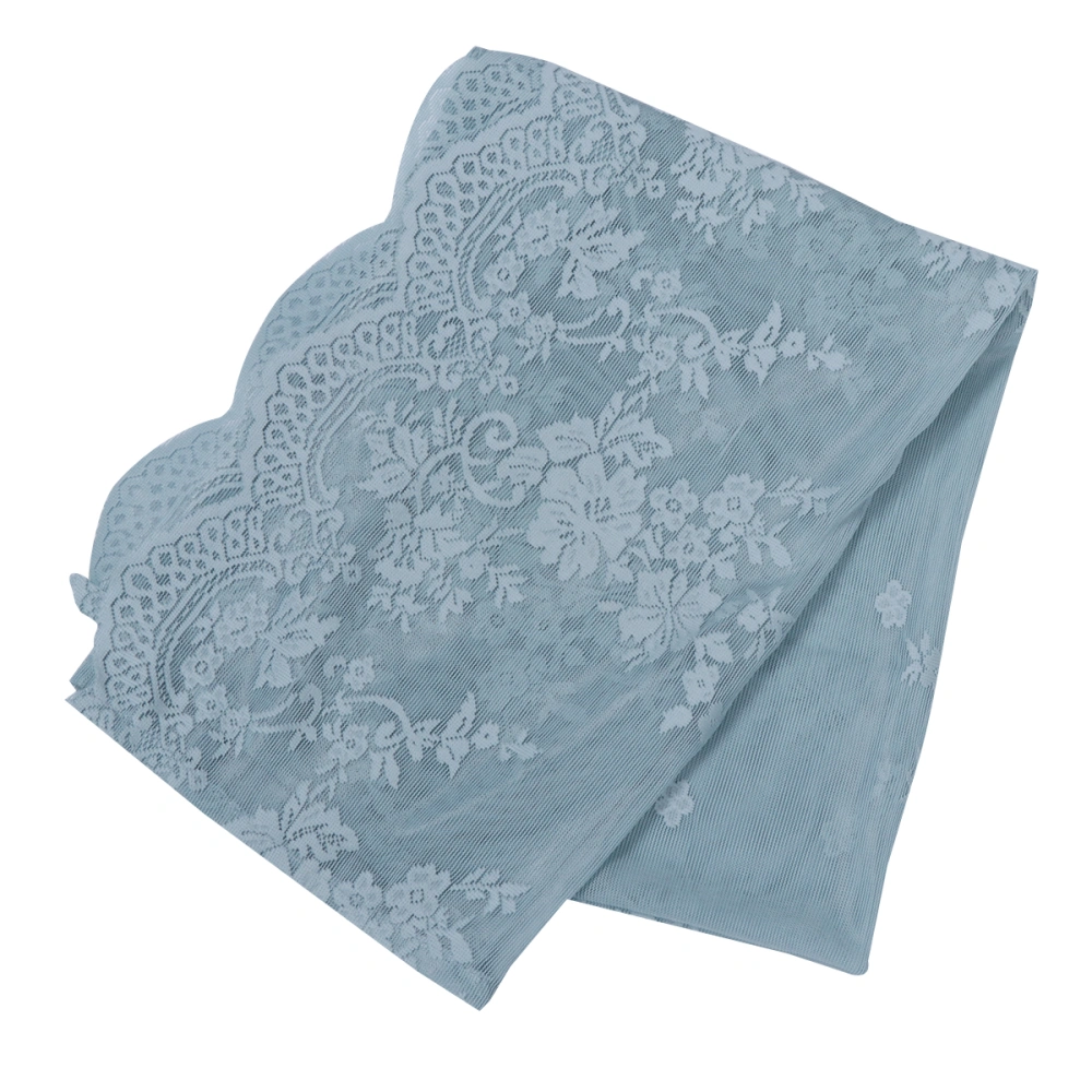 1pc 137x61cm Short Curtain Small Lace Tulle Half Curtain Valance for Window Kitchen Cabinet (Blue)