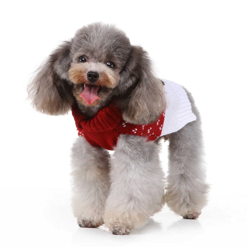 Puppy Winter Warm Clothes Adorable Deer Sweater Christmas Party Pet Costume (Red and White, Size S)