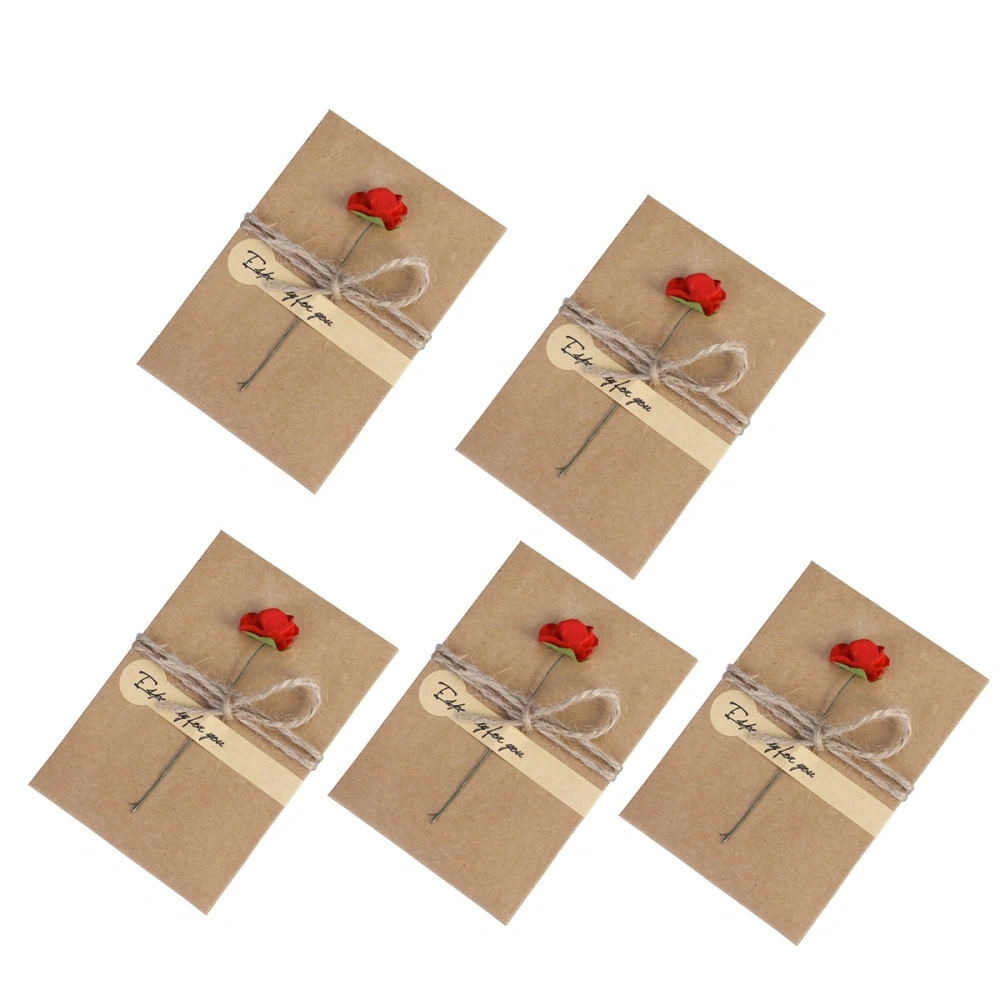 10PCS Vintage Kraft Paper Greeting Cards With Handmade Dried Flower Thank You Cards For Mom Teacher Friends Familes New Year Christmas Gift Cards (Rose)