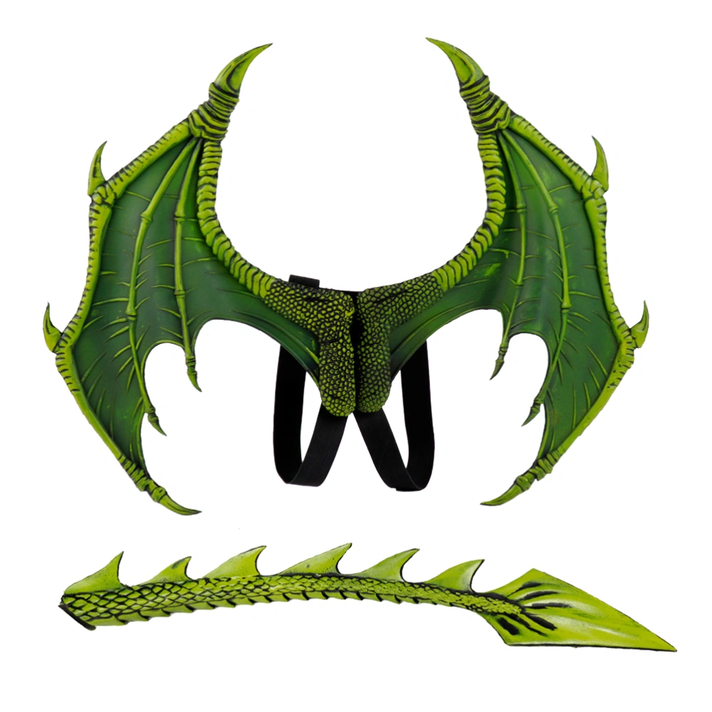 Green Dragon Wings and Tail Clothing Accessory Set Children Cosplay Costume Performing Prop Decorative Stage Props for Halloween Carnival