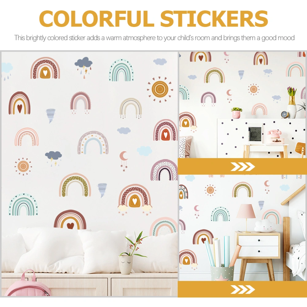 1 Sheet Rainbow Wall Decals Self-adhesive PVC Wall Stickers Decor for Kids Room