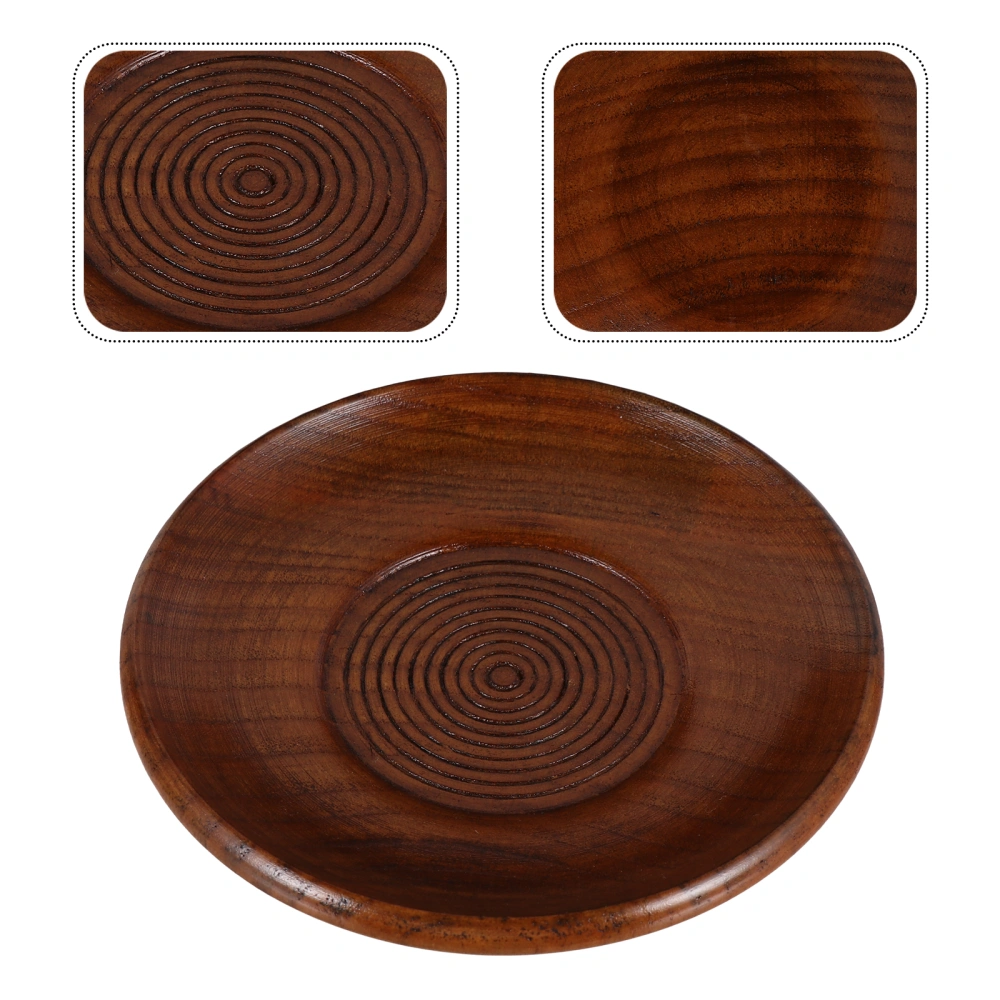 1Pc Round Coffee Coasters Solid Wood Teacup Cushion Dessert Snack Plate