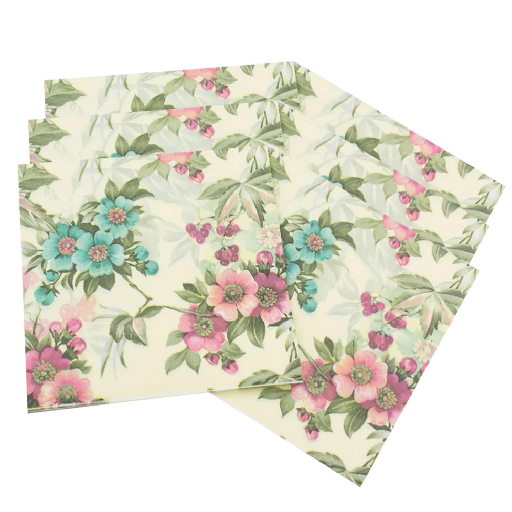 20pcs Flower Series Napkins Creative Paper Towel Facial Tissue Printing Napkin for Party Banquet Daily Use