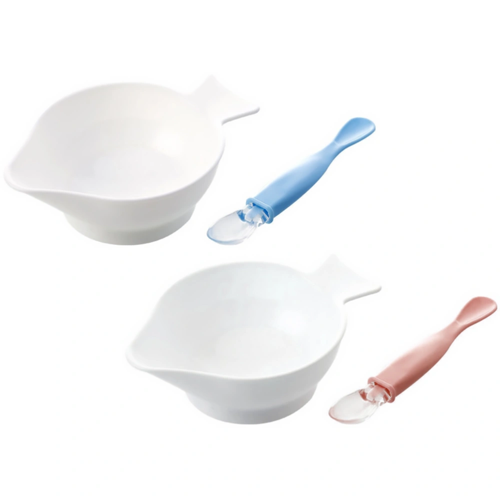 4pcs Baby Feeding Bowl Silicone Baby Bowl Portable Baby Tableware Kids Spoon