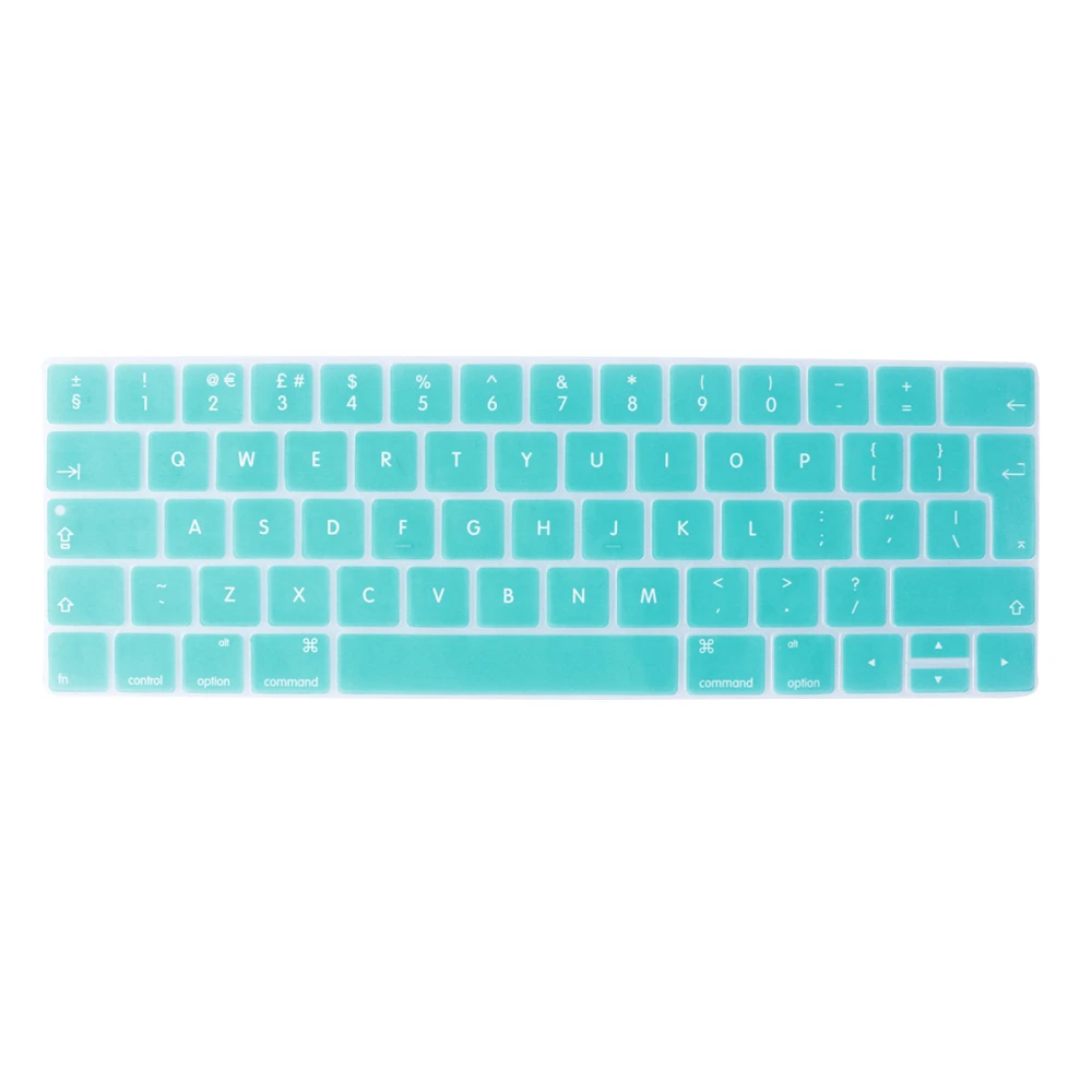 Keyboard Cover Foreign Language Protection Keyboard Membrane Rainbow Keyboard Cover for Apple Pro 13/15 Touch Bar (European Version of English)(White and Blue)