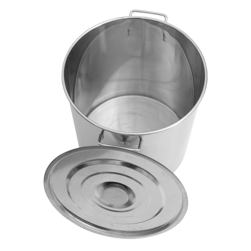 Stainless Steel Thick Stockpot Large Capacity Soup Pot Multipurpose Rice Bucket with Lid (Strip-type Handle) (35cm)