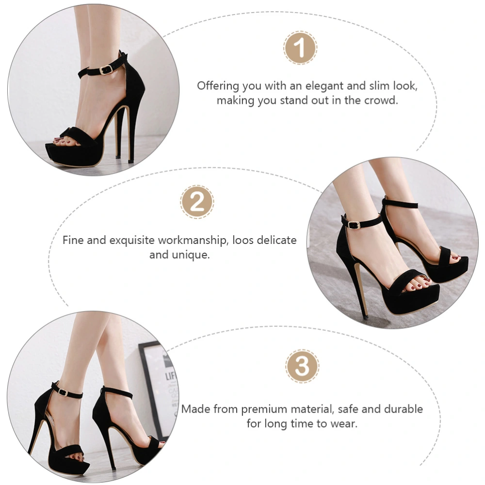 1Pair Summer High-heeled Sandals Elegant Fashion Sandals Women Shoes Black