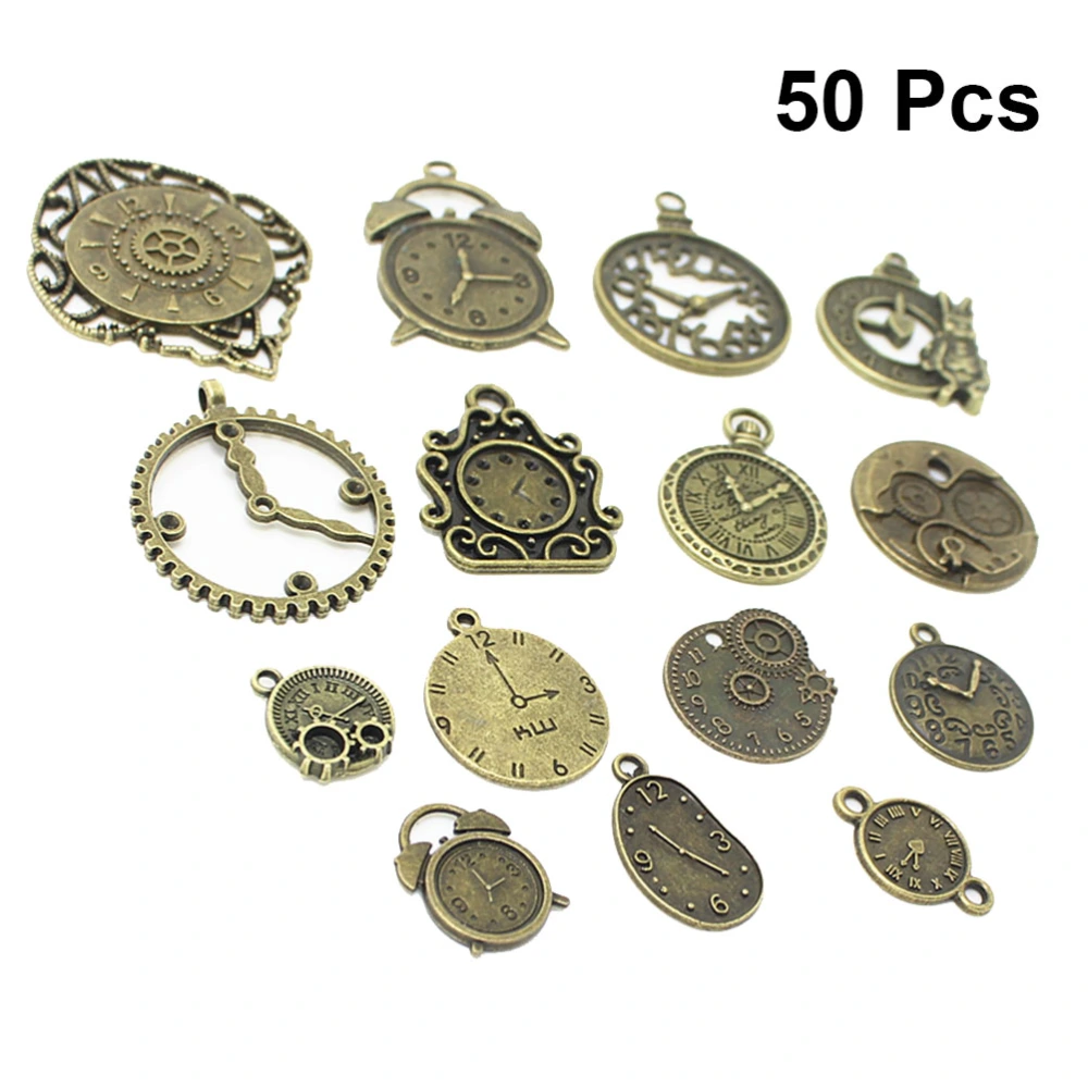 50pcs DIY Alloy Jewelry Pendant Bracelet Accessories Vintage Style Charms for DIY Crafting Jewelry Making(Random Pattern)