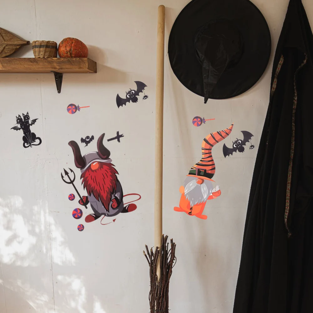 9 Sheets Halloween Refrigerator Decals PVC Removable Halloween Wall Stickers