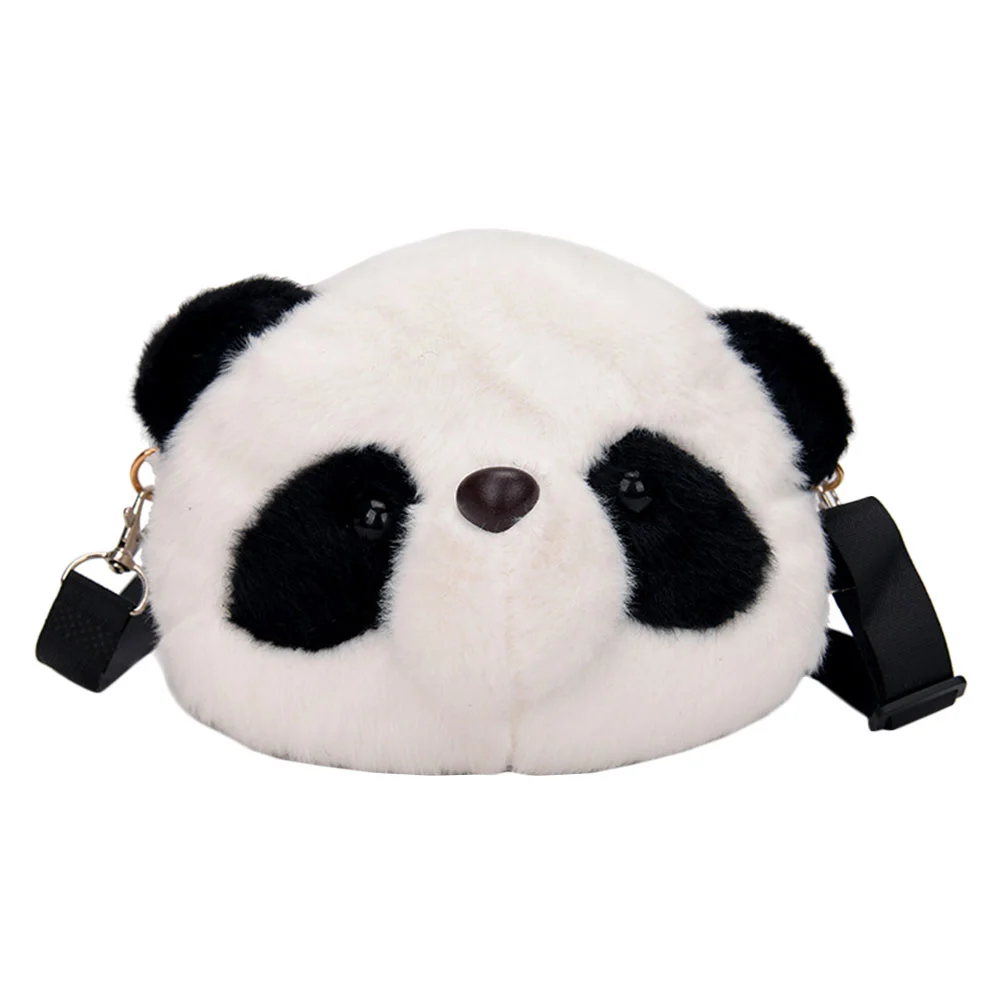 Panda Design Plush Shoulder Bag Cartoon Shoulder Bag Plush Storage Pouch