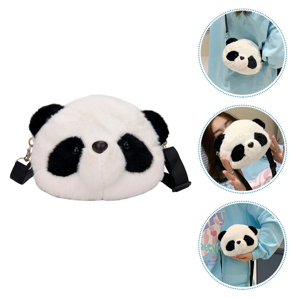 Panda Design Plush Shoulder Bag Cartoon Shoulder Bag Plush Storage Pouch