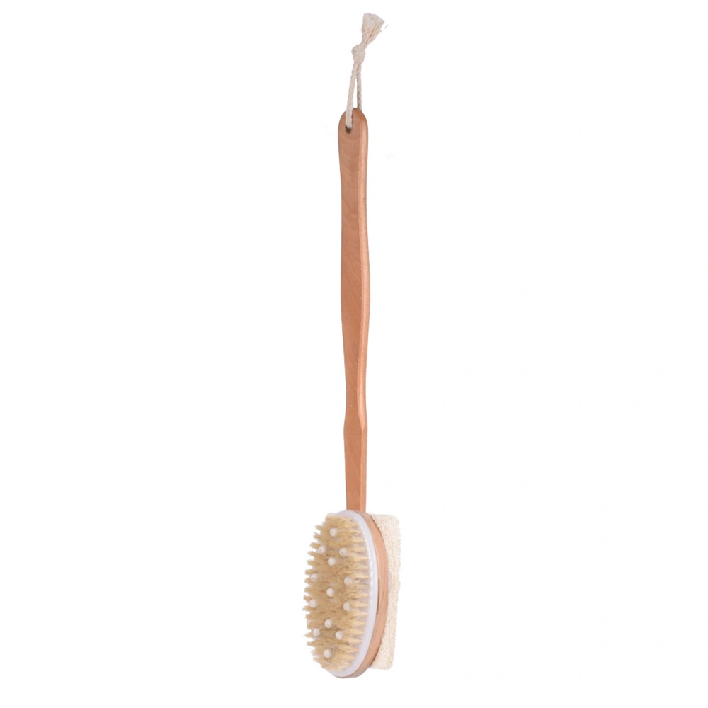 Wooden Bath Body Brush Long Handled Natural Bristles Shower Brush Massager Exfoliating Loofah Sponge Scrubber