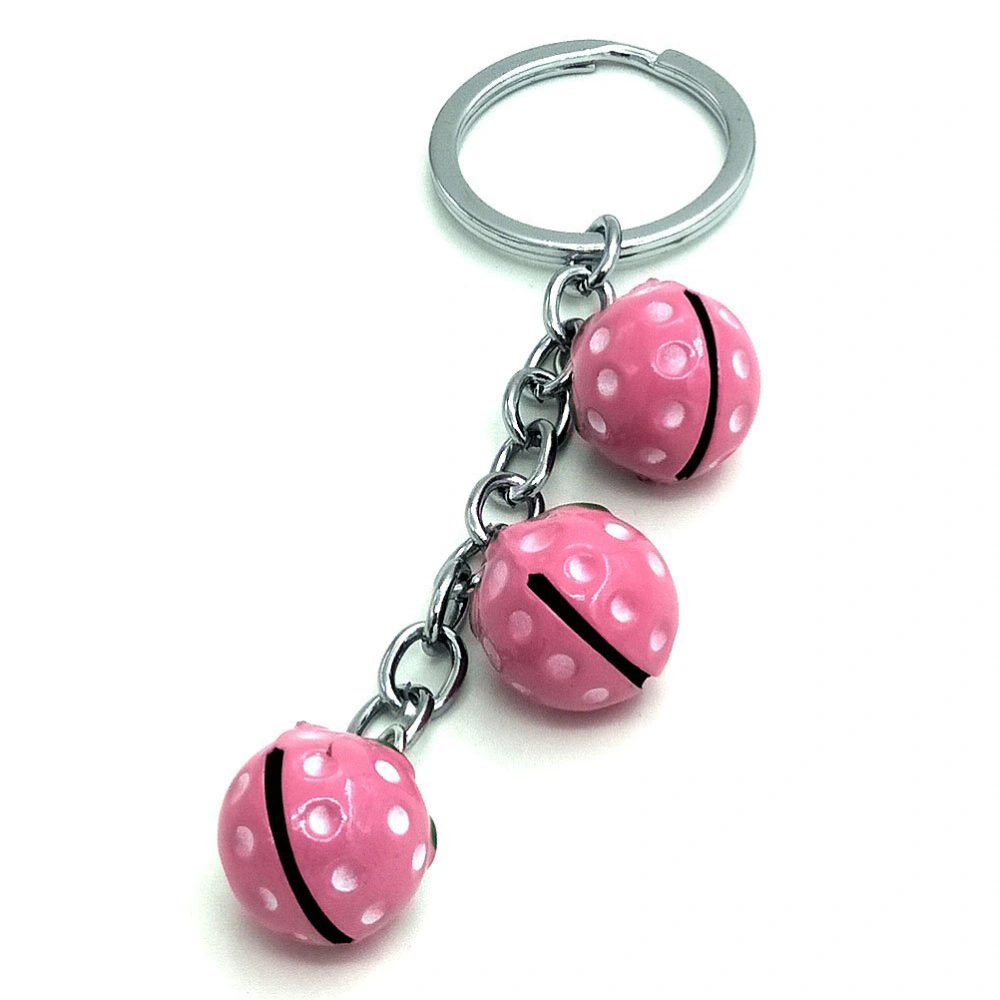 Stianless Steel Strawberry Keychain Fruite Themed Decoration Hanging Keyring Adorable Bells Key Holder Gift for Children Friend  (Pink)