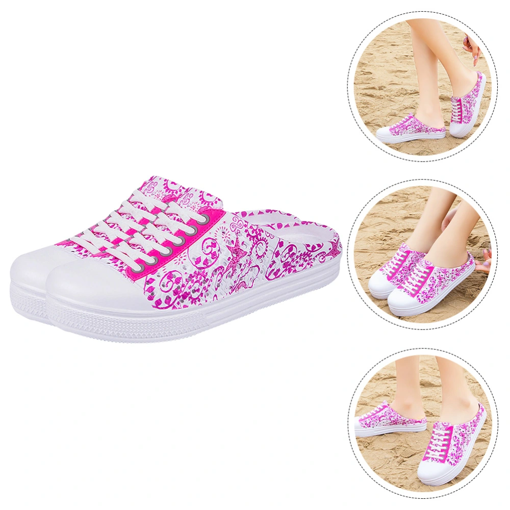 1 Pair of Summer Breathable Slippers Fashion Graffiti Slippers Beach Shoes Pink