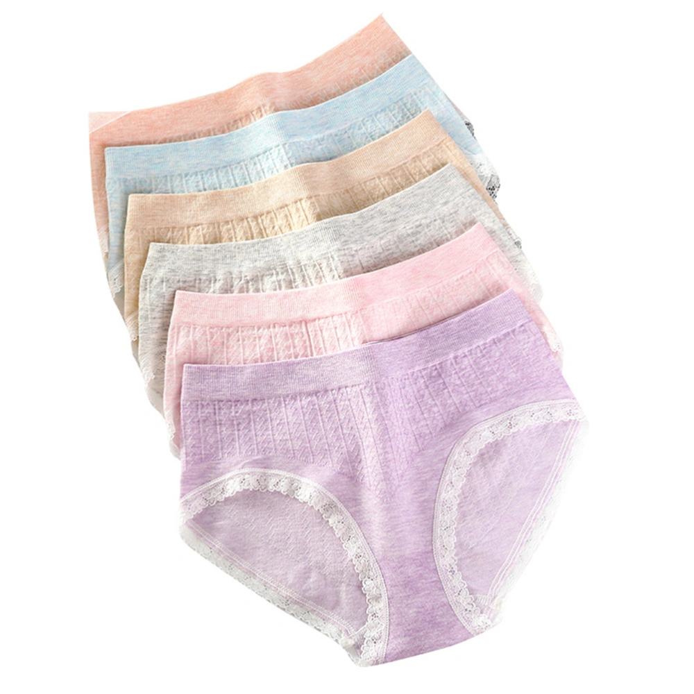 New Fashion Women Panties Colored Cotton Underpant Average Size Striped Lace-trimmed Briefs (Grey)