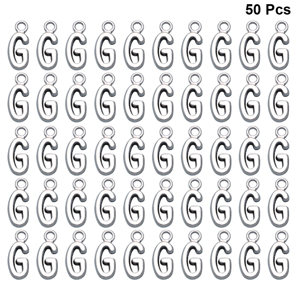 50pcs English Alphabet G Pendant Alloy Charms DIY Jewelry Making Accessories for Necklace Bracelet (Antique Silver)