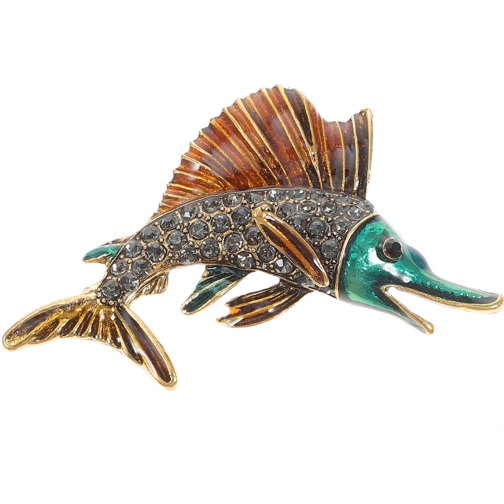 Animal Brooch Crystal Tuna Shaped Lapel Pin Dazzling Jewelry for Women