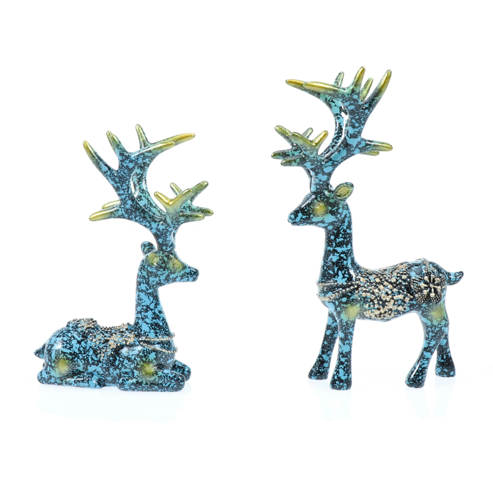 Beautiful Miniature Couple Deer Ornament Artistic Figurine All the Way to Peace Craft Home TV Cabinet Decoration Gift for Study Room Bedroom Home Car Decoration Accessories (Couple Deer Pattern)