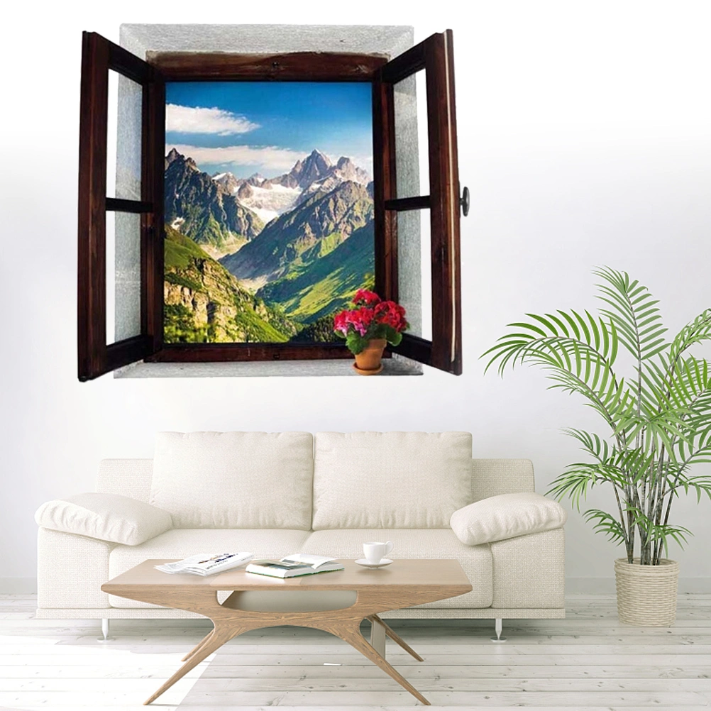 Fake 3D Window Wall Stickers Art Murals Wall Decals for Living Room TV Background Bedroom Decoration