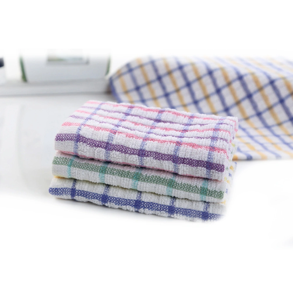 Cotton Yarn Lint-free Plaid Kitchen Rag Non-stick Oil Absorbing Tea Towel Window Glass Cloth Washable Super Absorbent Kitchen Rag (Green)
