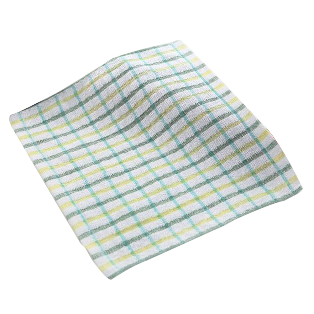 Cotton Yarn Lint-free Plaid Kitchen Rag Non-stick Oil Absorbing Tea Towel Window Glass Cloth Washable Super Absorbent Kitchen Rag (Green)