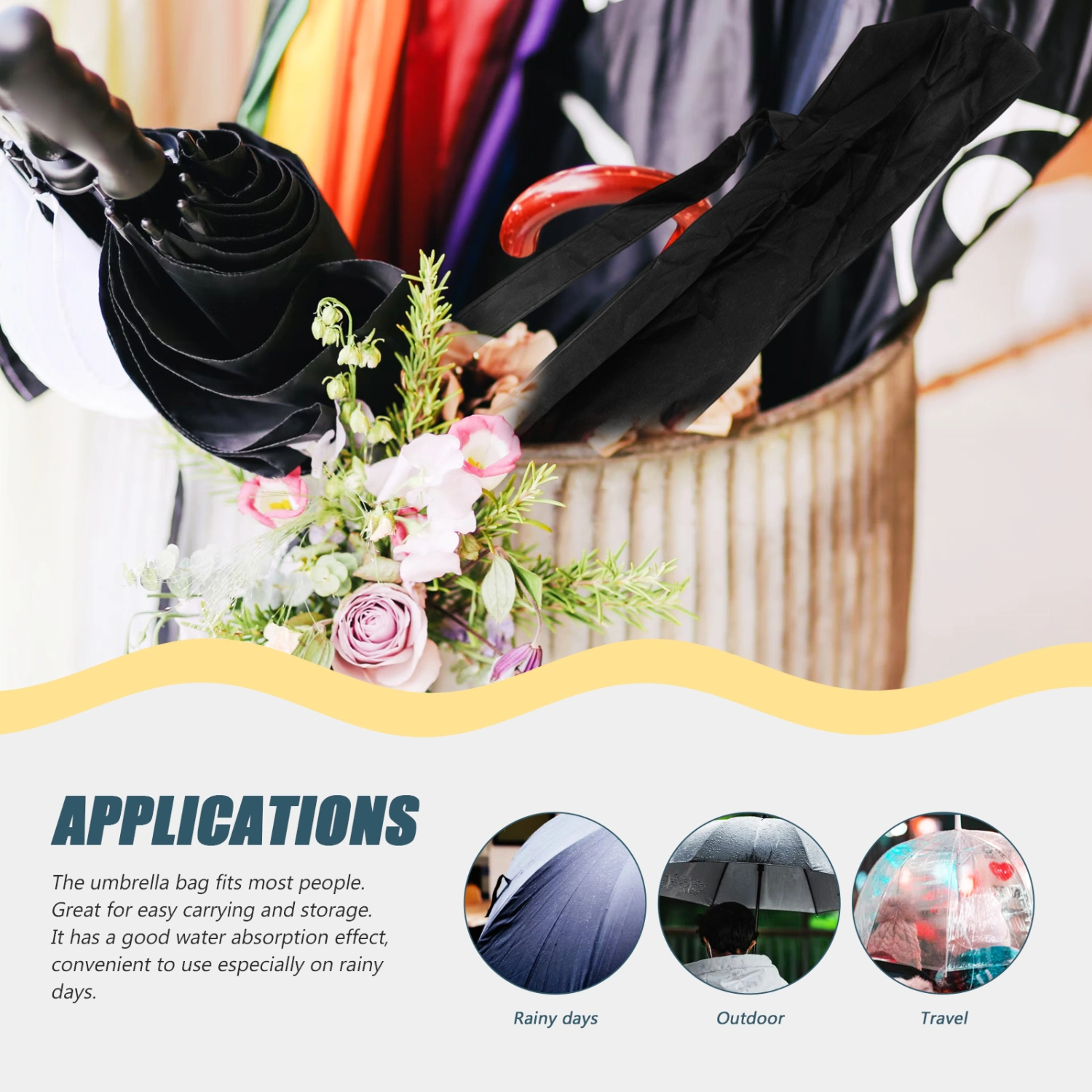 2pcs Water-proof Umbrella Pouches Convenient Umbrella Storage Bags for Rainy Day