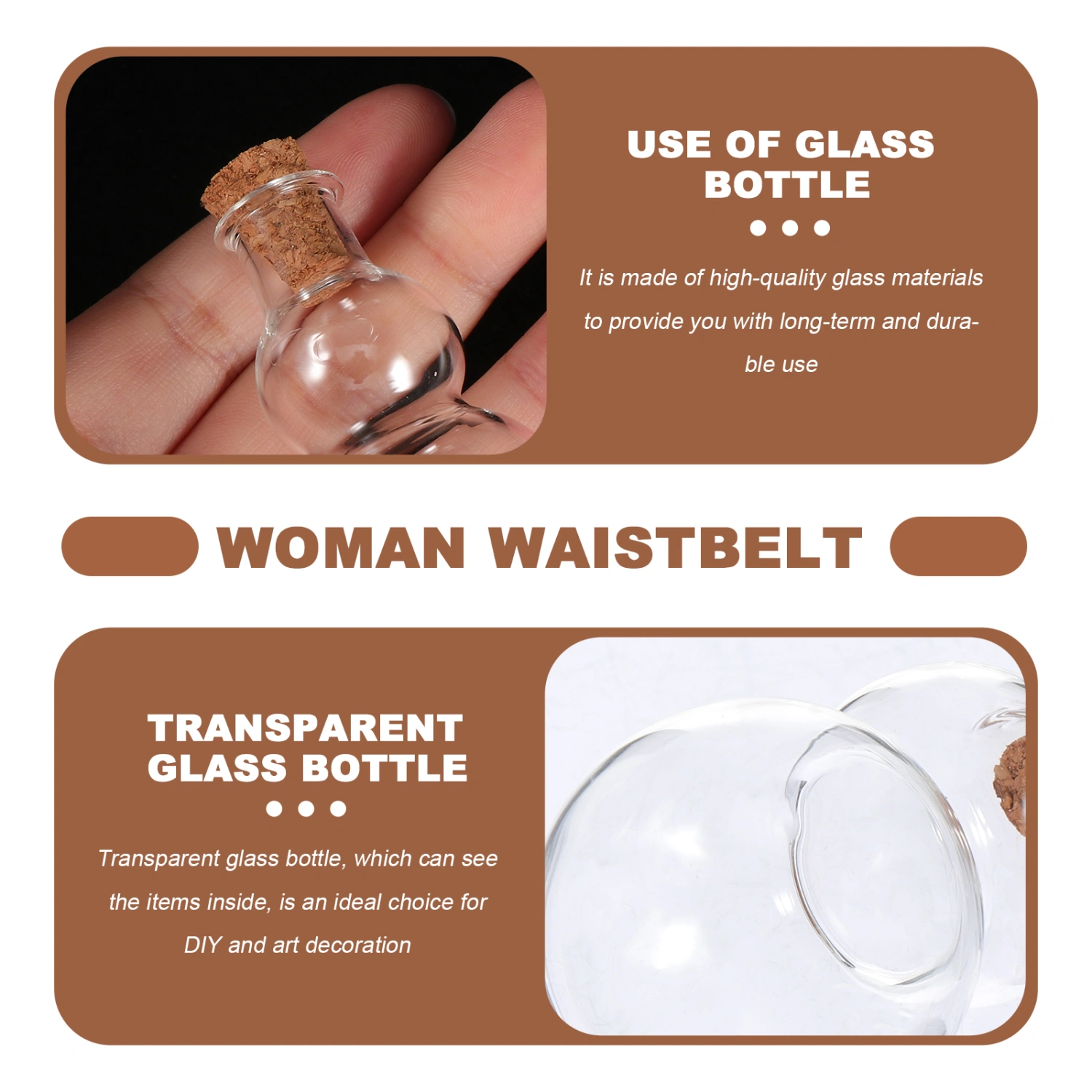 3pcs Gourd Shape Message Jars Corked Glass Wishing Bottles DIY Decoration Bottles