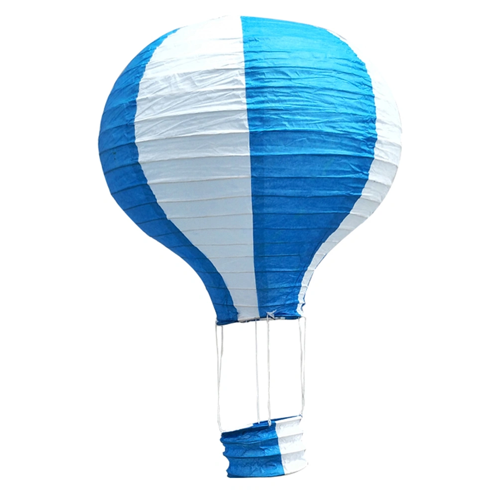 Hot Air Balloon Paper Lantern Foldable Decoration Paper Lantern for Party Wedding Market (30cm Light Blue and White Stripe Pattern, Without Light Source)