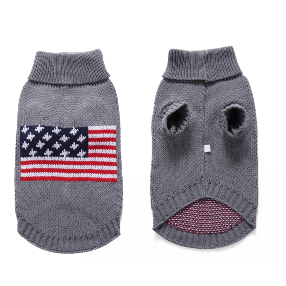 Fashion Turtleneck Dogs Sweater Christmas Pet Knitted Sweater Adorable Puppy Clothes Winter Warm Pet Costume Party Supplies Size M(Grey)