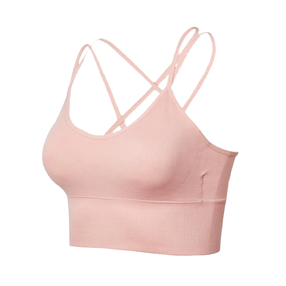 Women Bra Fitness Yoga Underwear Cross Beauty Back Bra Running Women Brassiere (Pale Pink Size M)