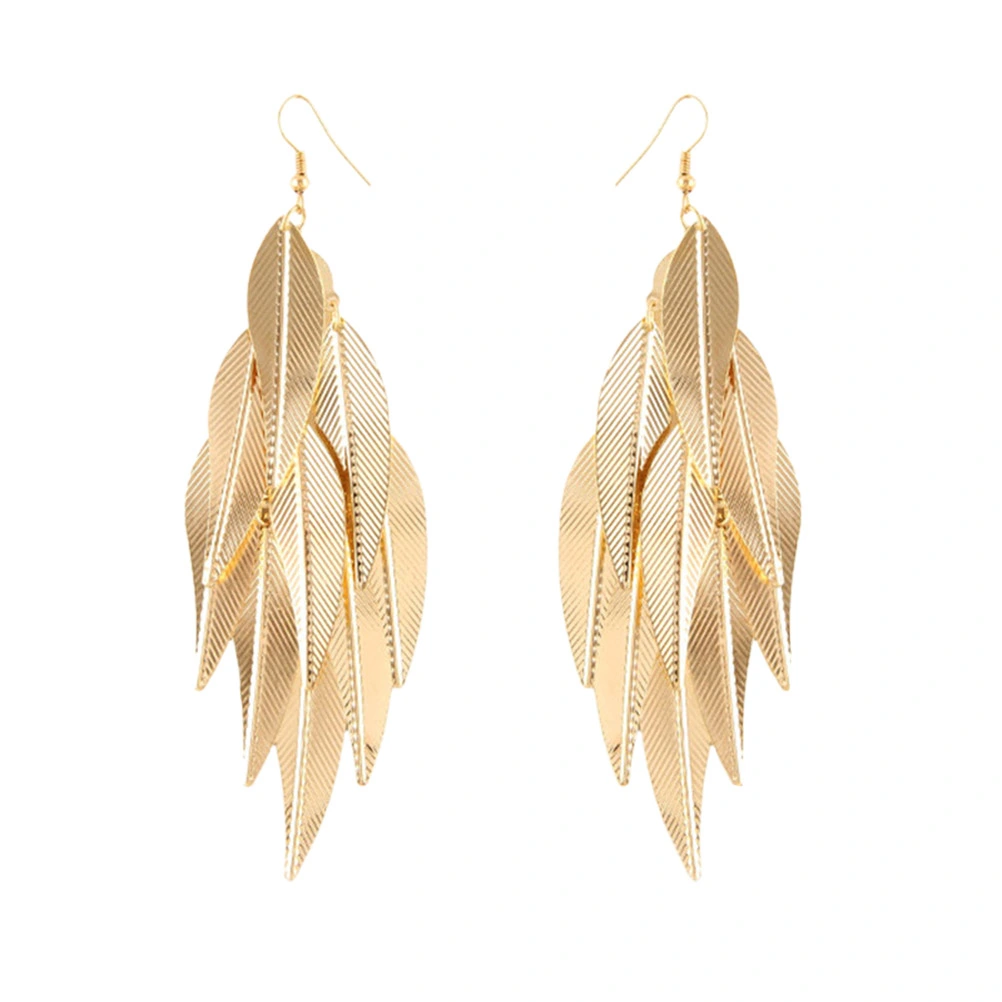 Leaf Shaped Ear Drop Long Earbob Ear Pendent Stylish Earrings Jewelry for Woman Girl Bronze
