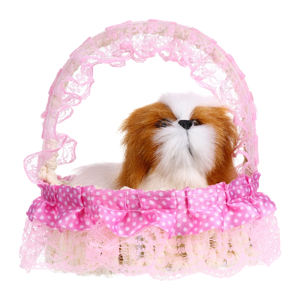 1pc Weave Basket Simulation Dog Adornment Decorative Ornament Children Gift