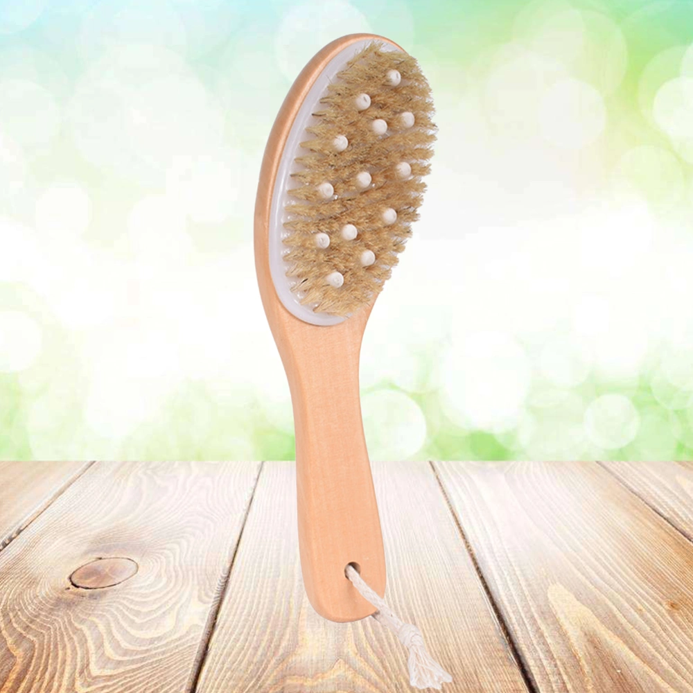 1pc Wood Handle Bath Body Brush Bristle Brush Exfoliating Back Scrubber Shower Brush