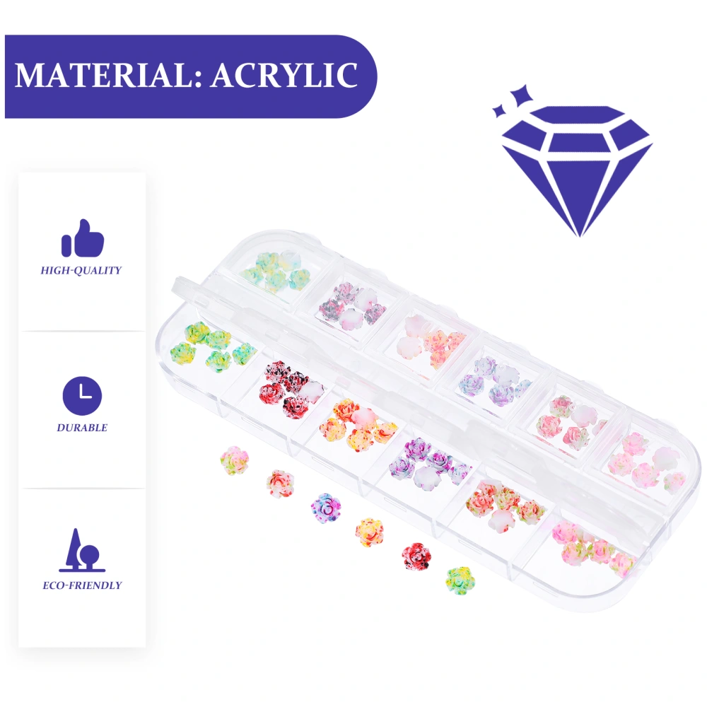 1 Box Rose Flower Nail Art Decor DIY Manicure Material 3D Nail Art Charm