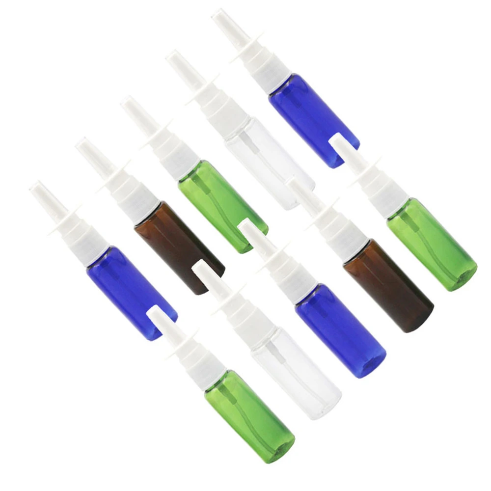 10pcs Practical Mini Nasal Sprayer Refillable Mist Empty Spray Bottles (Random Color)