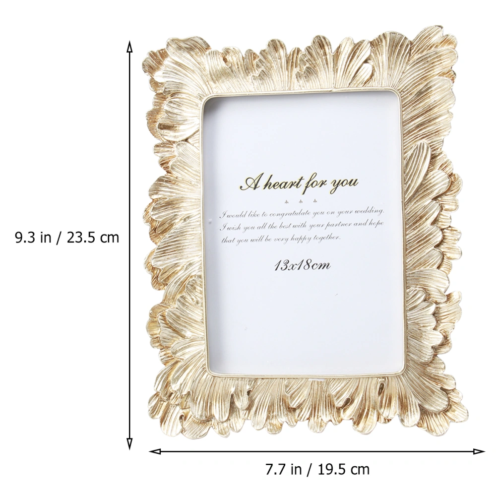 Retro Palm Leaves Photo Frame Household Photo Holder Furnishing Articles Desktop Picture Frames for Store Bar Cafe (Golden)