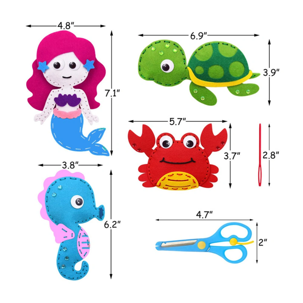 1 Set of Children Felt Animal DIY Kit Marine Creature Felt Sewing Kit Hand-made Felt Sewing Kit