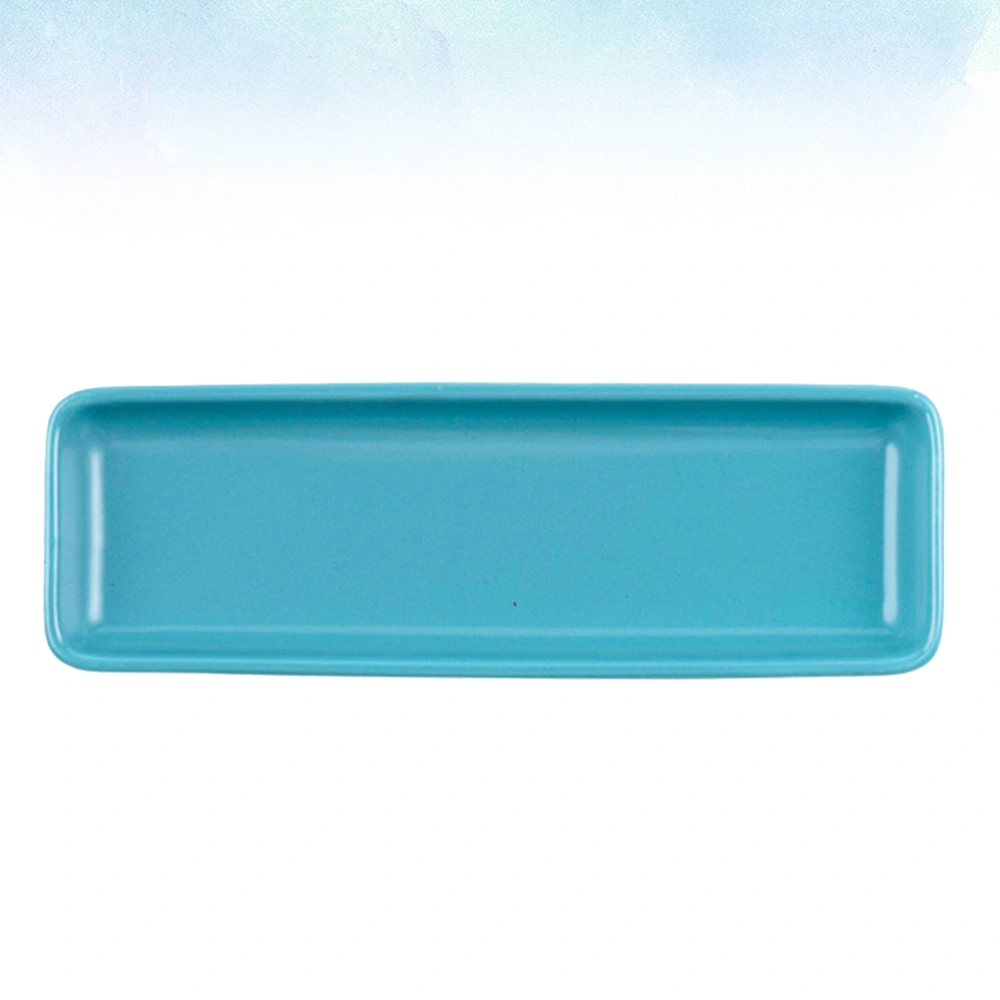 Long Sushi Plate Home Restaurant Dish Ceramics Snack Tableware Food Serving Dish Tray (Blue)