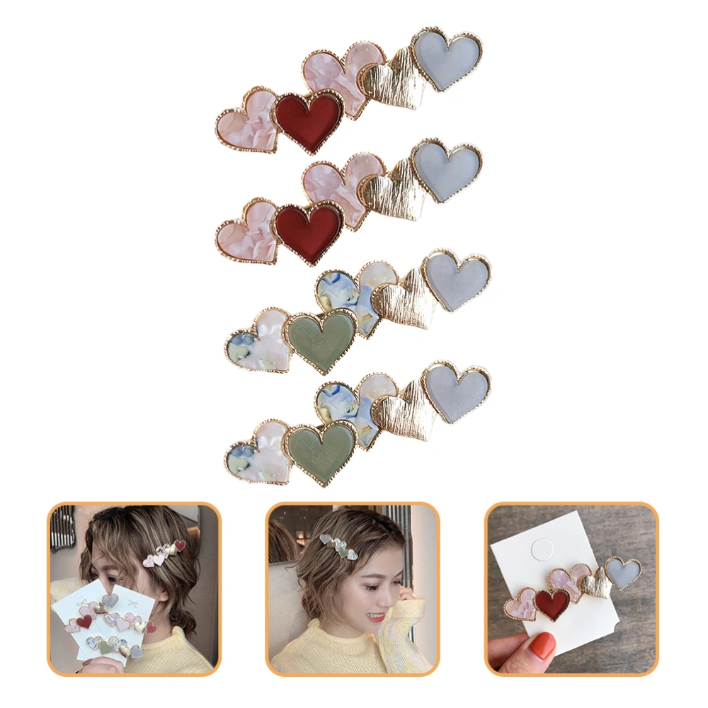 4Pcs Heart Hair Clips Barrettes Hairpin Heart Duckbill Clip Hair Accessories